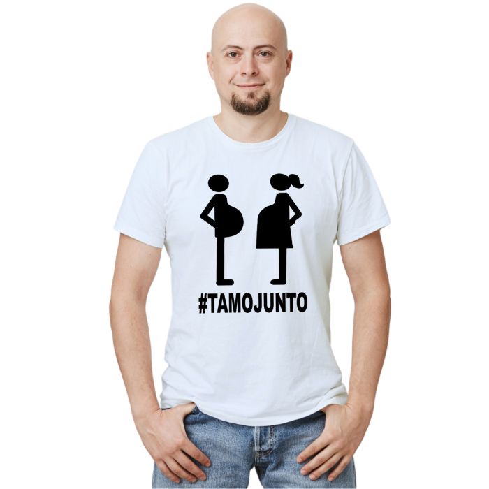 Camiseta Grávida E Grávido Tamo junto Personalizada Algodão