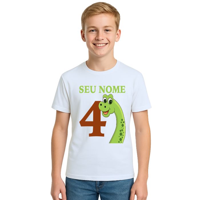 Camiseta Dinossauro Aniversário Estampa Personalizada