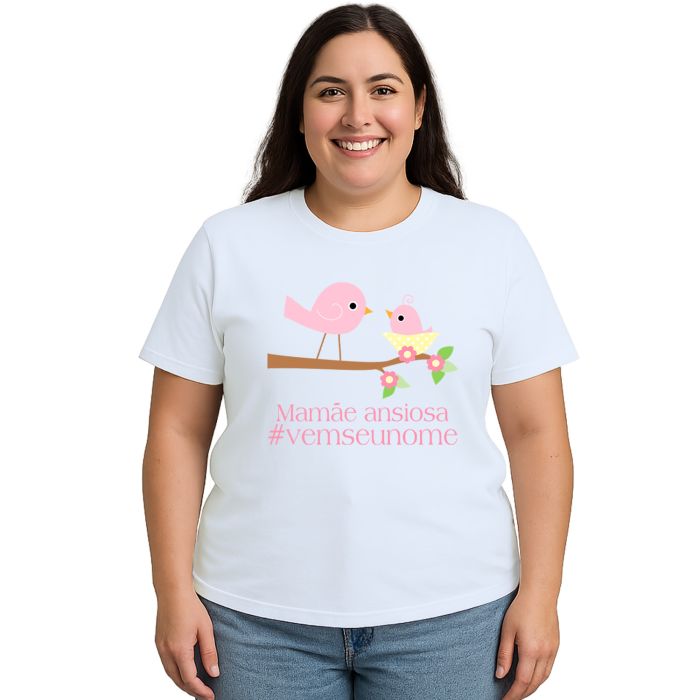 Camiseta Pássaros Mamãe Ansiosa Estampa Personalizada