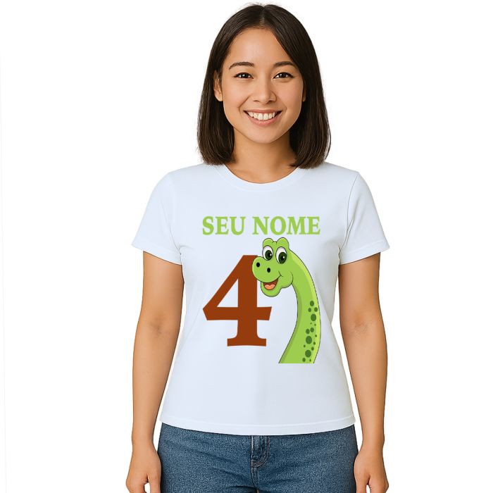 Camiseta Dinossauro Aniversário Estampa Personalizada