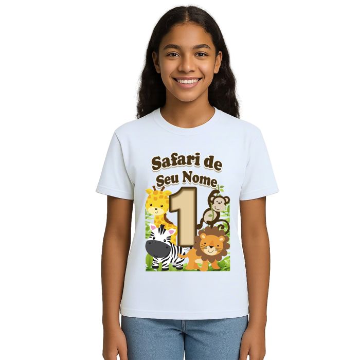 Camiseta Safari Baby Aniversário Estampa Personalizada