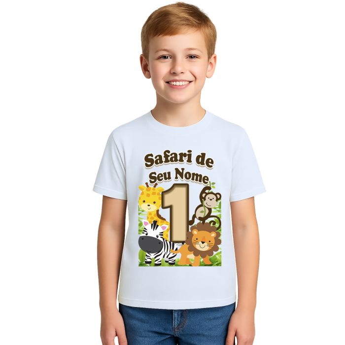 Camiseta Safari Baby Aniversário Estampa Personalizada