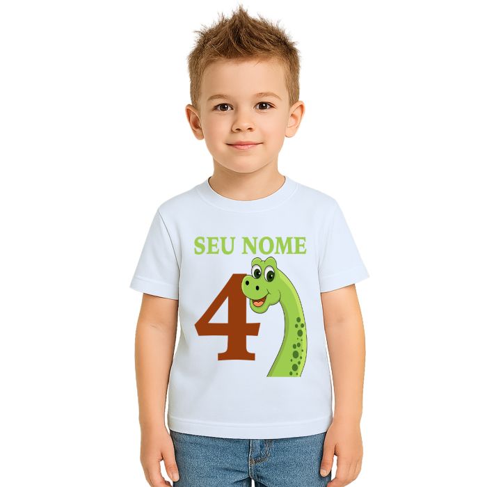 Camiseta Dinossauro Aniversário Estampa Personalizada