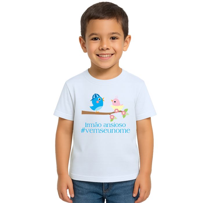Camiseta Pássaros Irmão Ansioso Estampa Personalizada