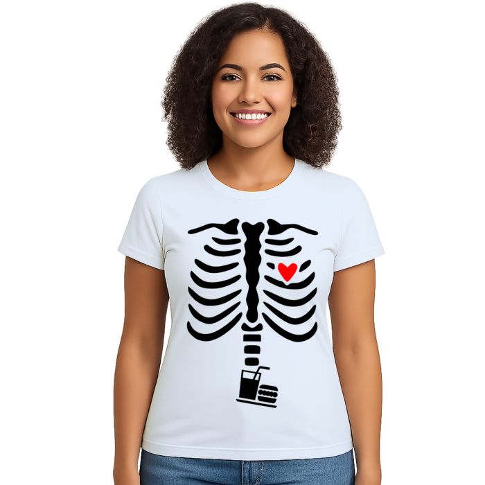 Camiseta Esqueleto Raio X Lanche Estampa Personalizada