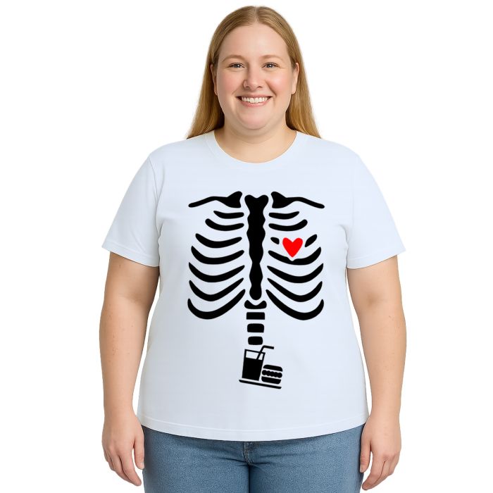Camiseta Esqueleto Raio X Lanche Estampa Personalizada