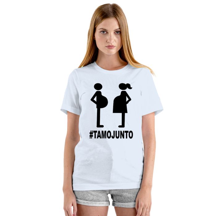 Camiseta Grávida E Grávido Tamo junto Personalizada Algodão