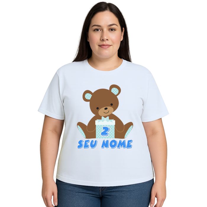 Camiseta Ursinho Caixa Azul Urso Estampa Personalizada