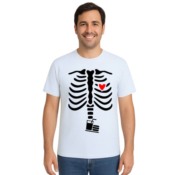 Camiseta Esqueleto Raio X Lanche Estampa Personalizada