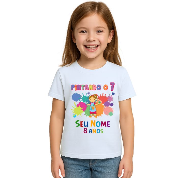 Camiseta Pintando o 7 Menina Estampa Personalizada