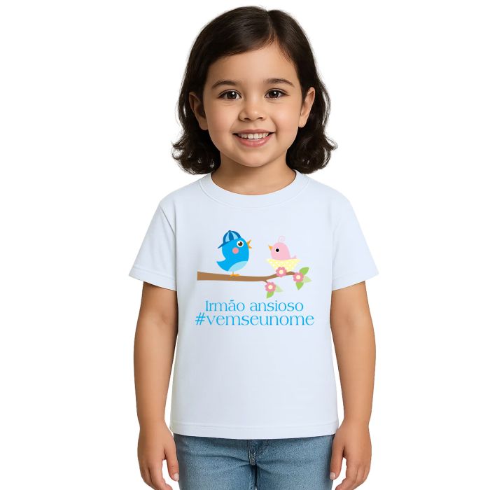 Camiseta Pássaros Irmão Ansioso Estampa Personalizada