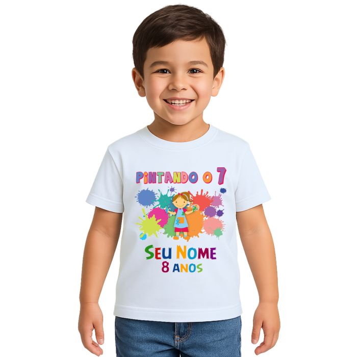 Camiseta Pintando o 7 Menina Estampa Personalizada