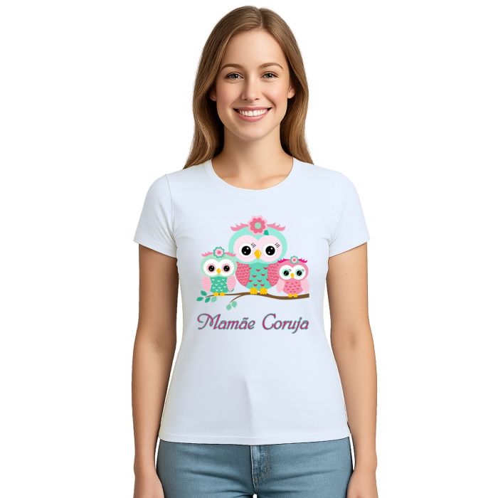 Camiseta Mamãe Coruja e Corujinhas Personalizada