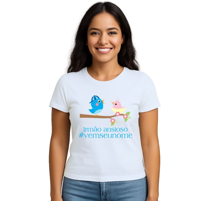 Camiseta Pássaros Irmão Ansioso Estampa Personalizada