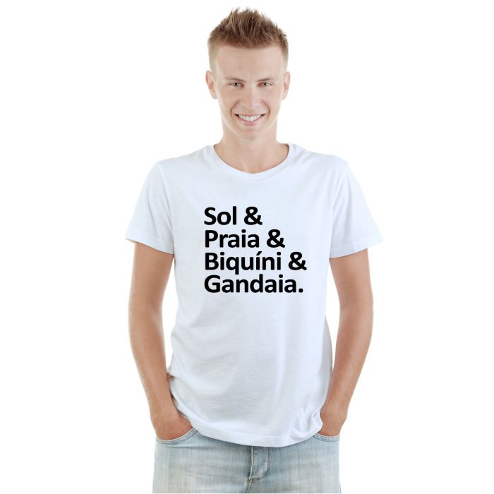 Camiseta Sol Praia Biquíni Gandaia Estampa Personalizada