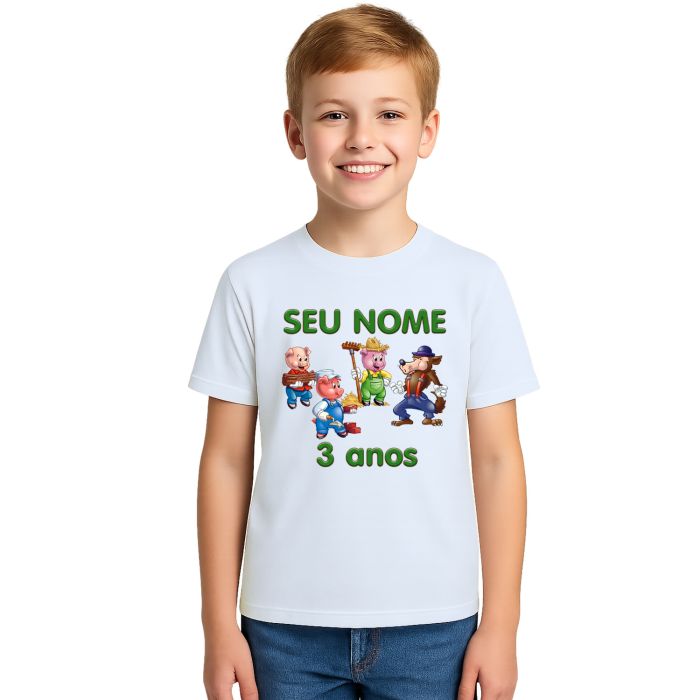 Camiseta Lobo Mau Três Porquinhos Personalizada