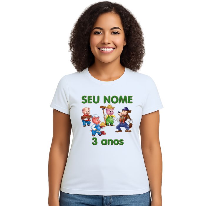 Camiseta Lobo Mau Três Porquinhos Personalizada