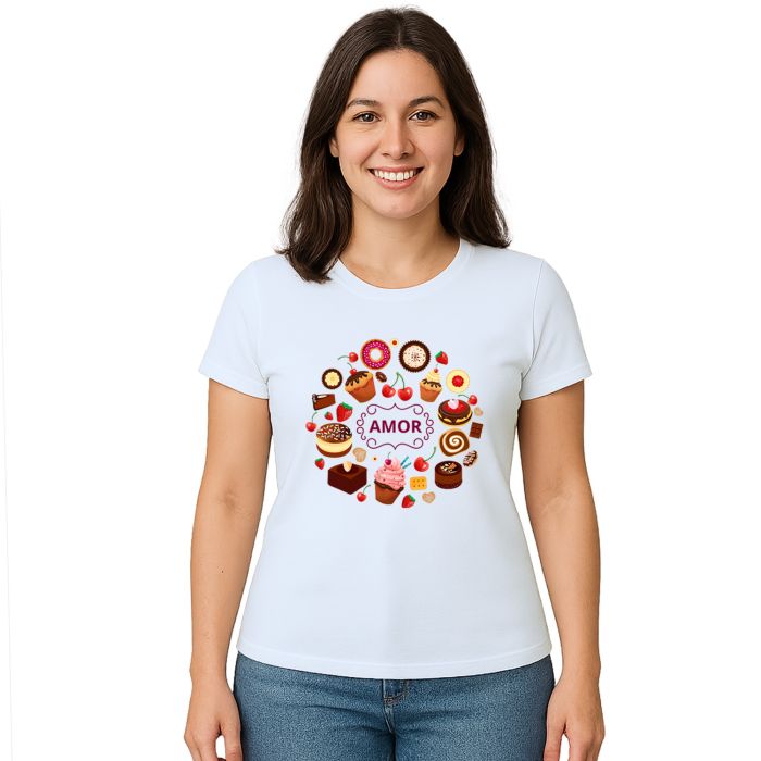 Camiseta Doçaria Bolinhos com Amor Personalizada