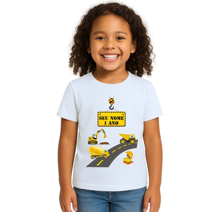 Camiseta Construção Maquinas Estampa Personalizada