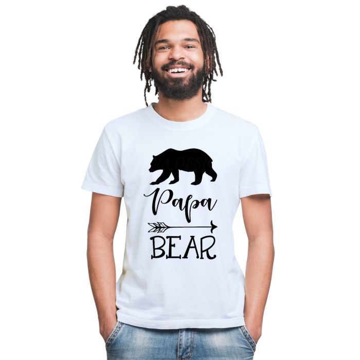 Camiseta Papai Urso Papa Bear Arrow Personalizada Algodão