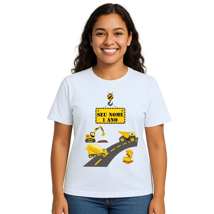 Camiseta Construção Maquinas Estampa Personalizada