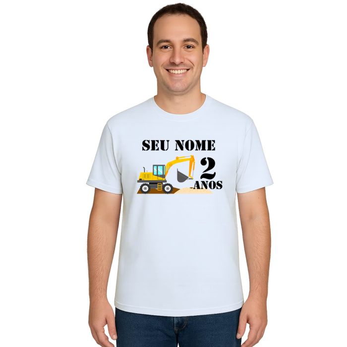 Camiseta Construção Escavadeira Estampa Personalizada