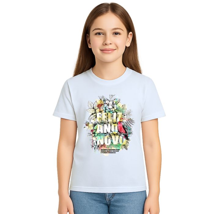 Camiseta Feliz Ano Novo Natureza Estampa Personalizada