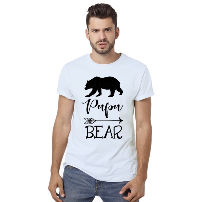 Camiseta Papai Urso Papa Bear Arrow Personalizada Algodão