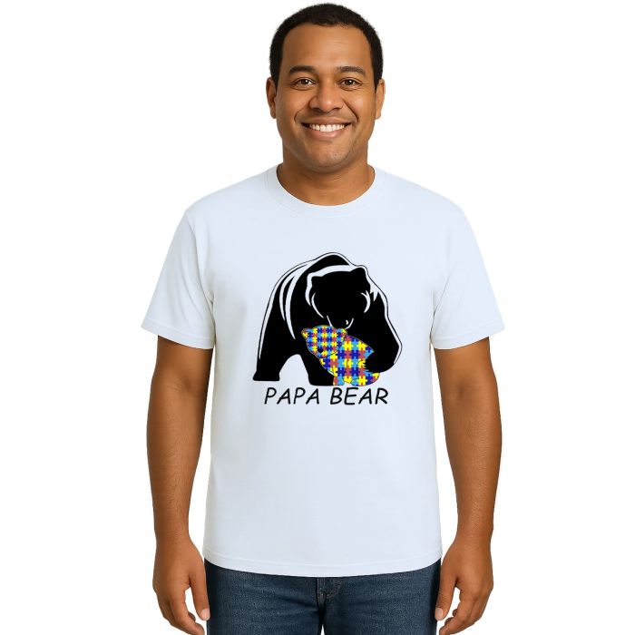Camiseta Papai Urso Papa Bear Autista Personalizada