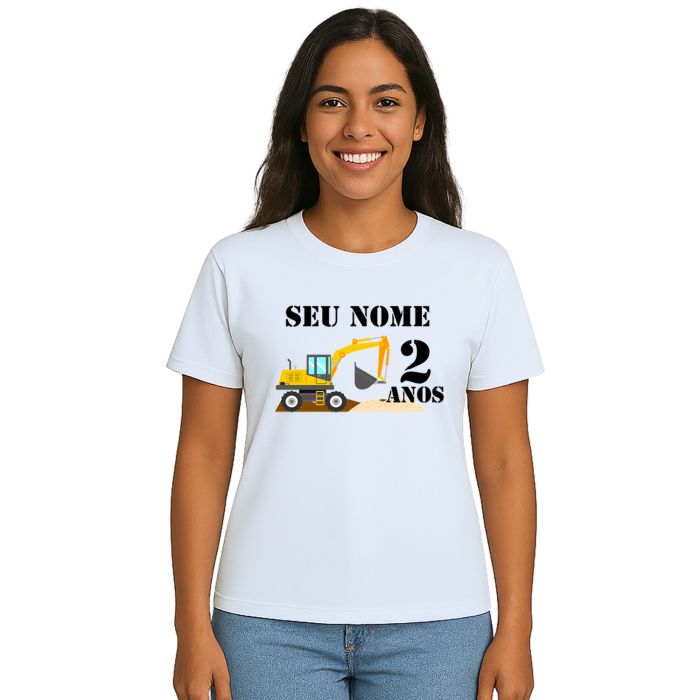 Camiseta Construção Escavadeira Estampa Personalizada