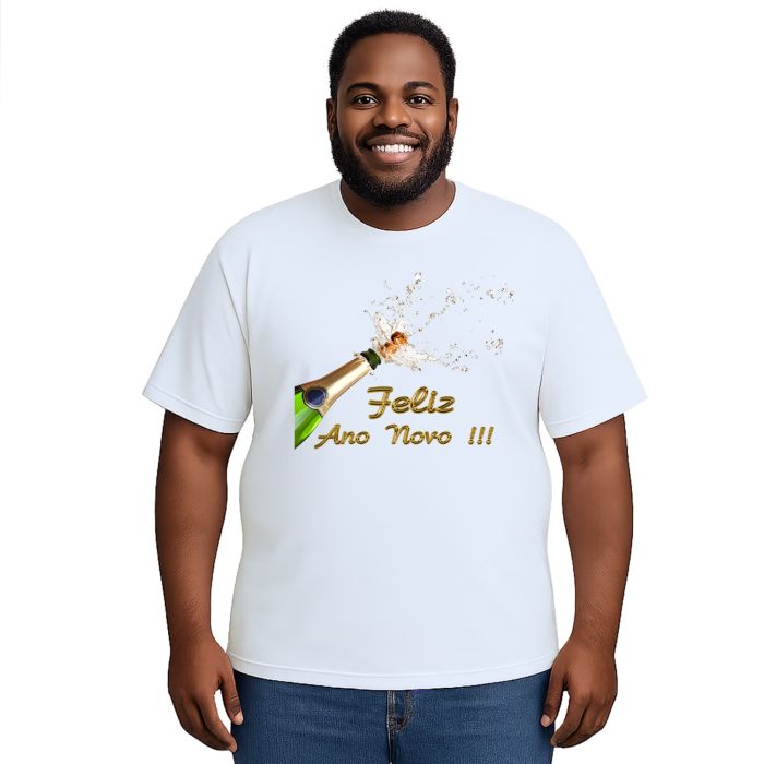 Camiseta Feliz Ano Novo Champanhe Personalizada
