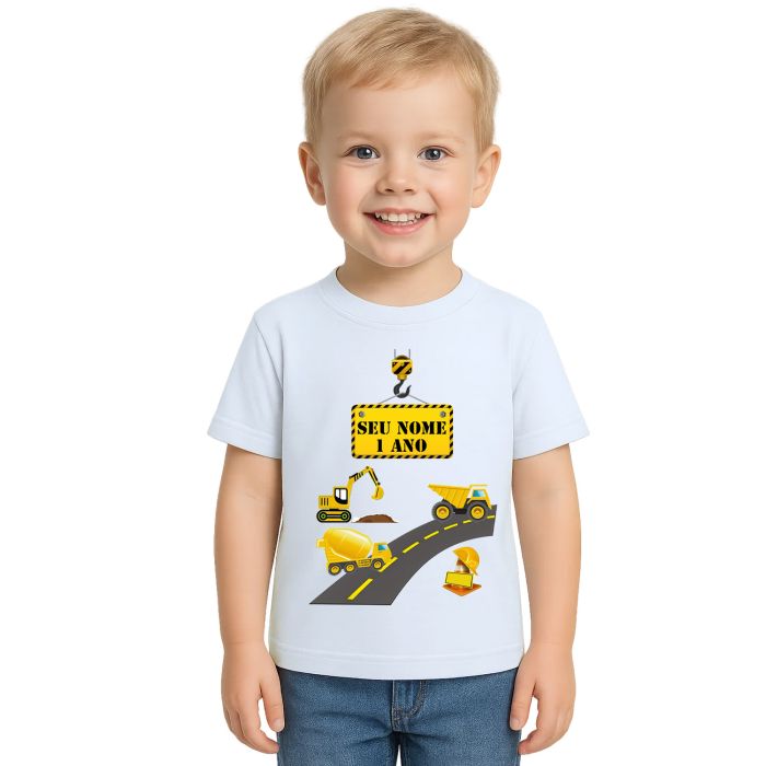 Camiseta Construção Maquinas Estampa Personalizada
