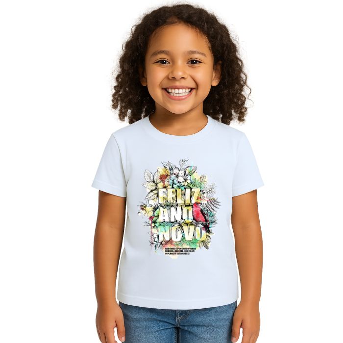 Camiseta Feliz Ano Novo Natureza Estampa Personalizada