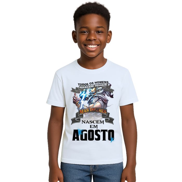 Camiseta Homens Deuses Nascem Em Agosto Personalizada