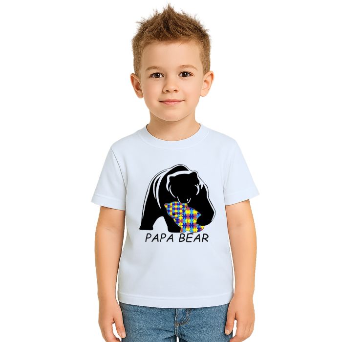 Camiseta Papai Urso Papa Bear Autista Personalizada