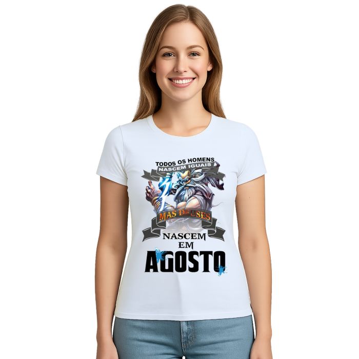 Camiseta Homens Deuses Nascem Em Agosto Personalizada