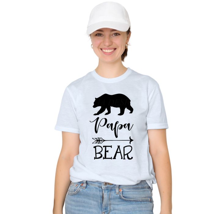 Camiseta Papai Urso Papa Bear Arrow Personalizada Algodão