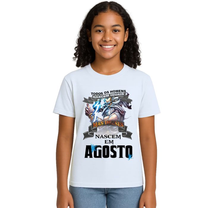 Camiseta Homens Deuses Nascem Em Agosto Personalizada