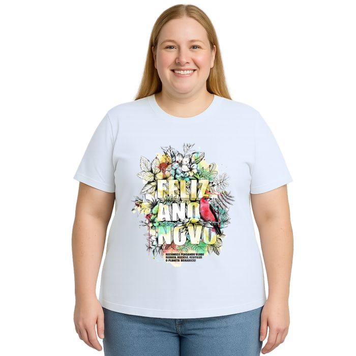 Camiseta Feliz Ano Novo Natureza Estampa Personalizada