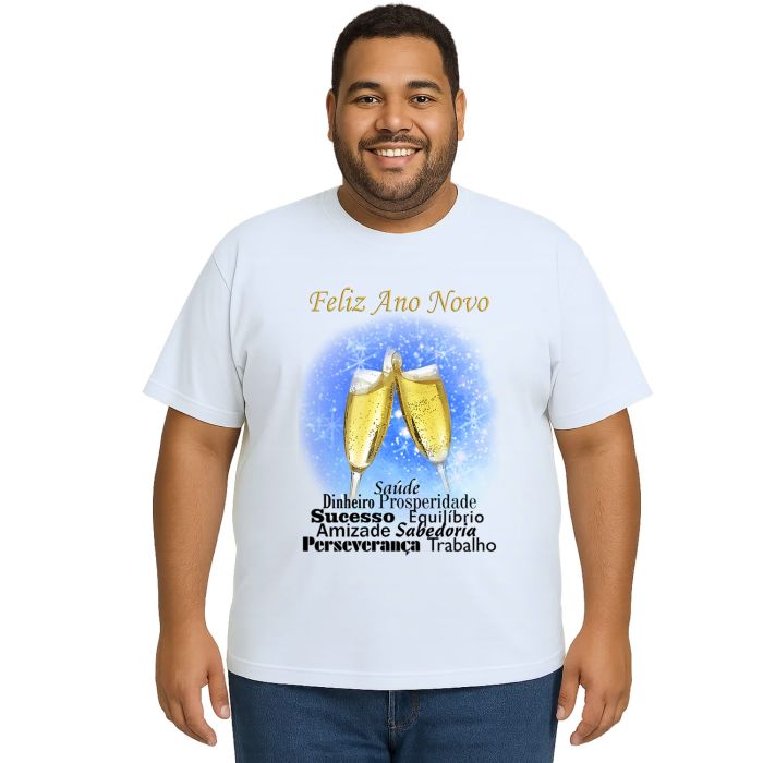 Camiseta Feliz Ano Novo Frases Fundo Personalizada