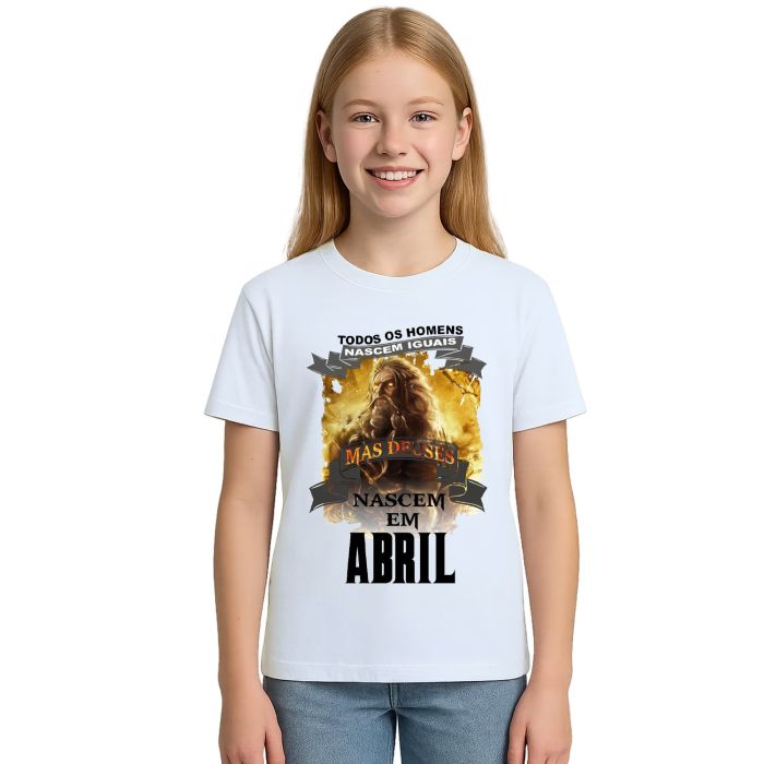 Camiseta Homens Deuses Nascem Em Abril Personalizada