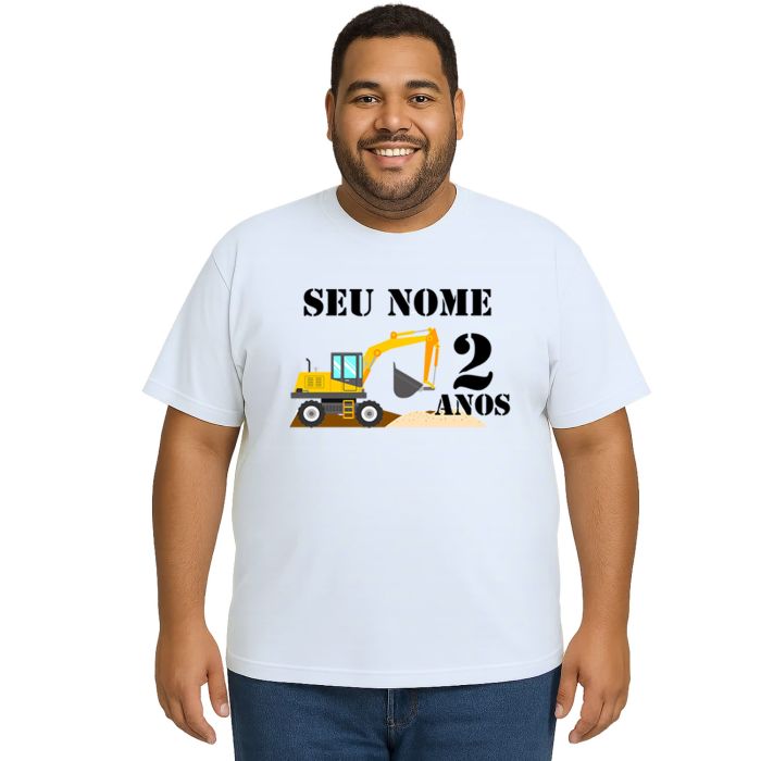 Camiseta Construção Escavadeira Estampa Personalizada