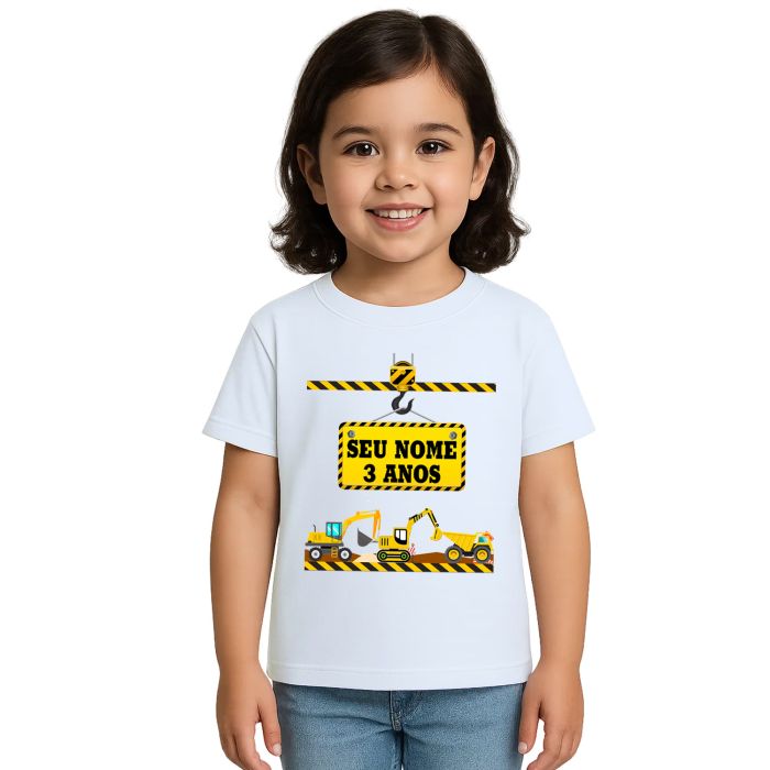 Camiseta Maquinas de Construção Estampa Personalizada