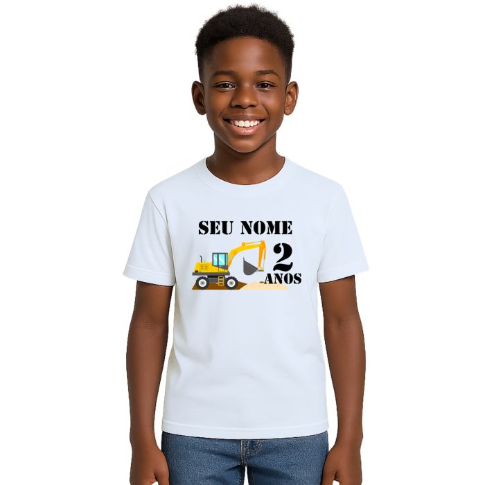 Camiseta Construção Escavadeira Estampa Personalizada