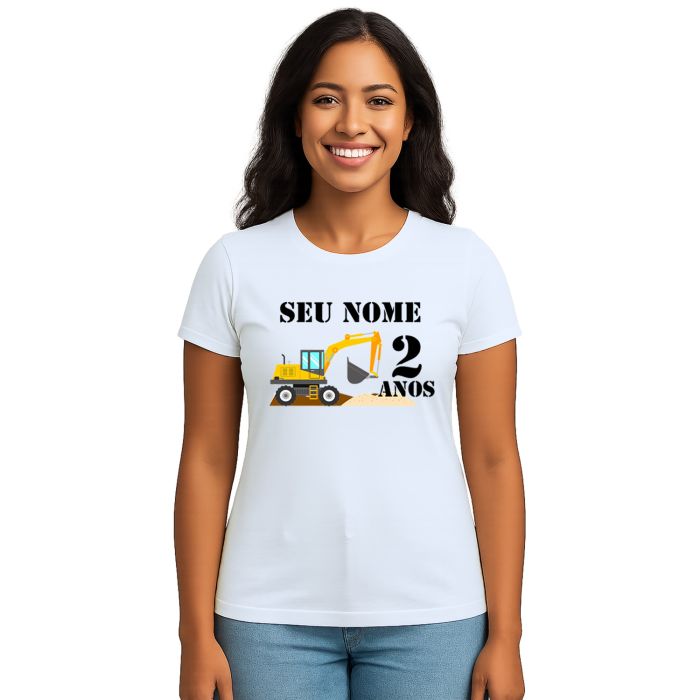 Camiseta Construção Escavadeira Estampa Personalizada