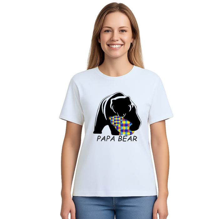 Camiseta Papai Urso Papa Bear Autista Personalizada
