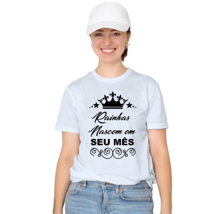 Camiseta Rainhas Nascem Em Estampa Personalizada