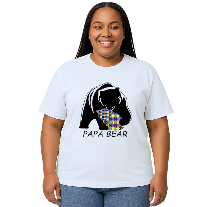 Camiseta Papai Urso Papa Bear Autista Personalizada