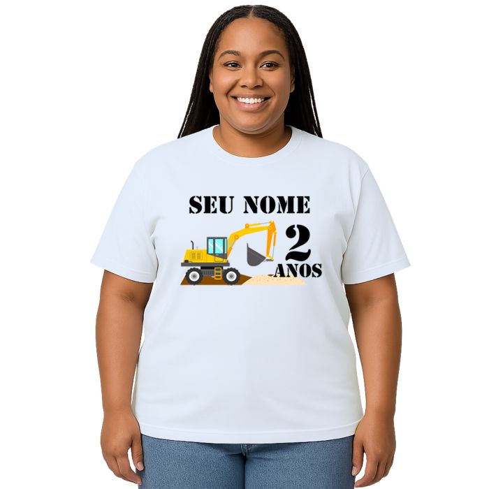 Camiseta Construção Escavadeira Estampa Personalizada