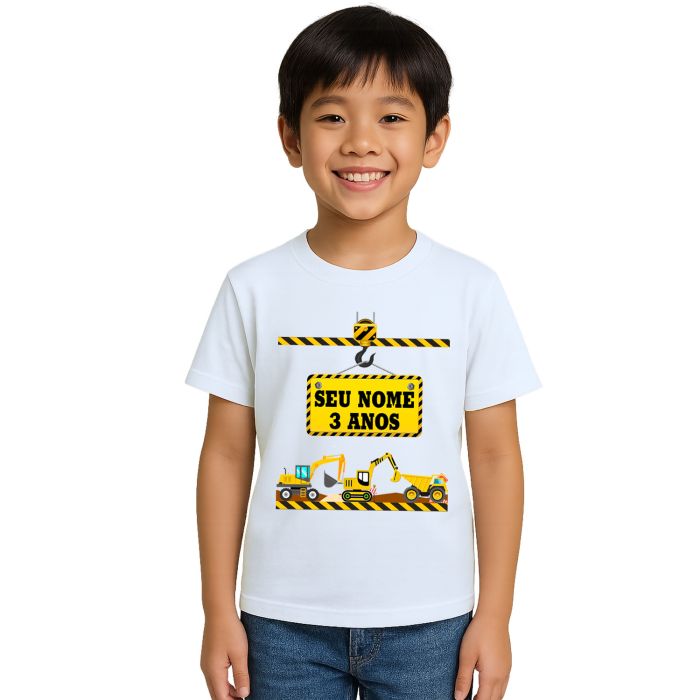 Camiseta Maquinas de Construção Estampa Personalizada